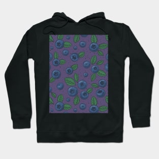 Blueberries on dark blue-magenta Hoodie